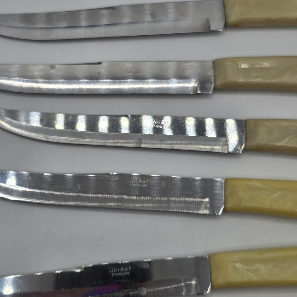 Lot‎ of 6 Vintage Quikut Quikkle Steak Knives 1960s